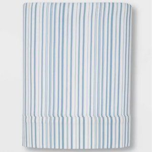 One Twin Flat Sheet 300 Count Ultra Soft Cotton by Threshold Blue & White Stripe
